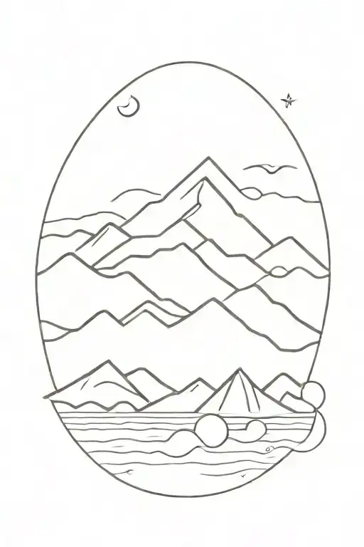 ocean and mountains tattoo design idea