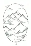 ocean and mountains tattoo design idea