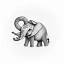 elephant shaped question mark tattoo design idea
