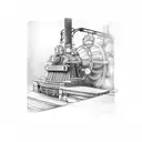 Steam engine tattoo design idea