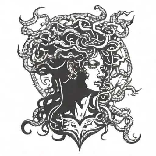 Medusa and Wildfire scene transformed tattoo design idea