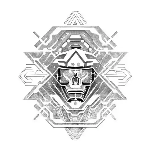 cyber sigilism , medium size and easy tattoo design idea