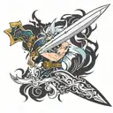 slashing reality using dagger tattoo design idea