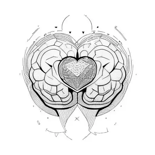 balance entre corazon y cerebro tattoo design idea