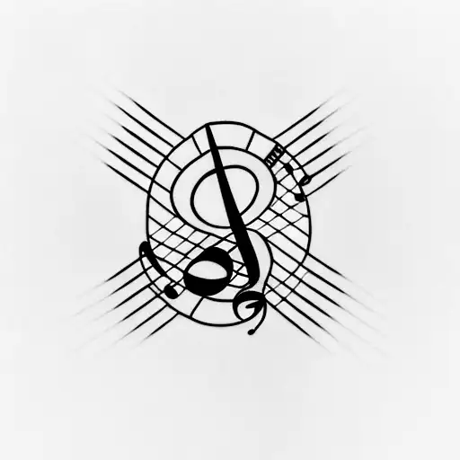 A minimalist tattoo of a musical note intertwined with a correctional officer badge tattoo design idea