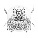 Asclepius with roses tattoo design idea