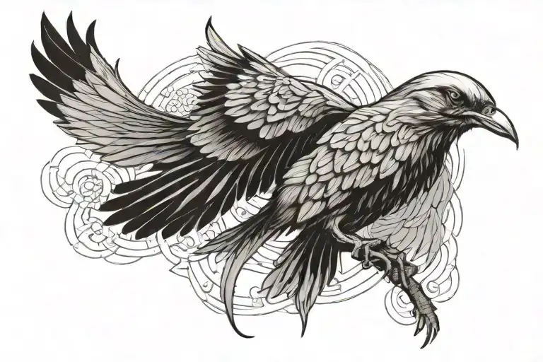 a mockingbird flying with one of its wings clipped off tattoo design idea