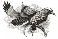a mockingbird flying with one of its wings clipped off tattoo design idea