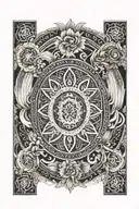 mandala withsymbols from Hecate, Nyx, and Persephone  tattoo design idea