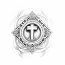 Christian Cross with the name Lucero on it tattoo design idea