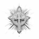 Christian Cross with the name Lucero on it tattoo design idea