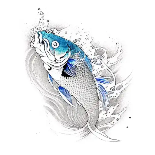 red koi fish Fading ink brush, shoulder to forearm, brush stroke style tattoo design idea