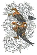 japanese falcon roses intertwined tattoo design idea