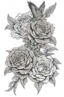 japanese falcon roses intertwined tattoo design idea