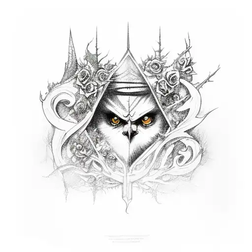 mixture of harry potter, a court of thorns and roses, fourth wing tattoo design idea