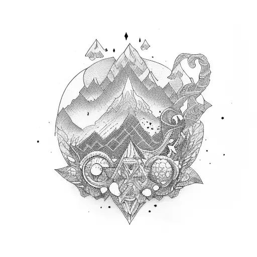 mar y montaña  tattoo design idea