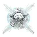 Combine elements from One Piece and epic anime battles tattoo design idea
