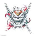 Combine elements from One Piece and epic anime battles tattoo design idea