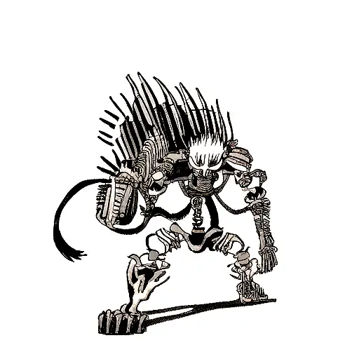 skeleton samurai defeating a lion tattoo design idea