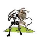 skeleton samurai defeating a lion tattoo design idea