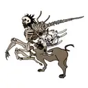 skeleton samurai defeating a lion tattoo design idea