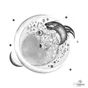 waxing crescent moon with Virgo constellation  tattoo design idea