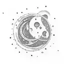 waxing crescent moon with Virgo constellation  tattoo design idea