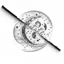 waxing crescent moon with Virgo constellation  tattoo design idea