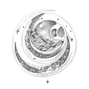 waxing crescent moon with Virgo constellation  tattoo design idea