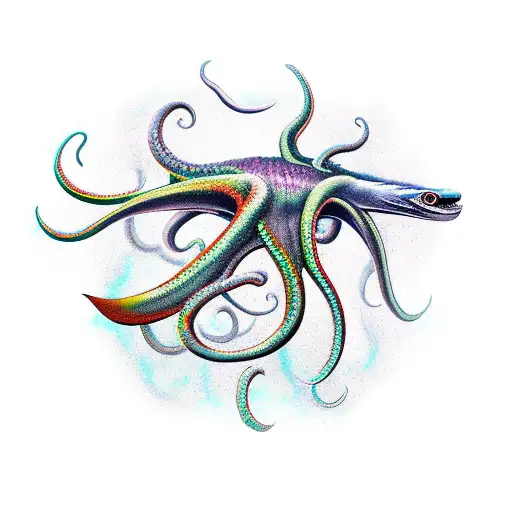 giant squid tattoo design idea