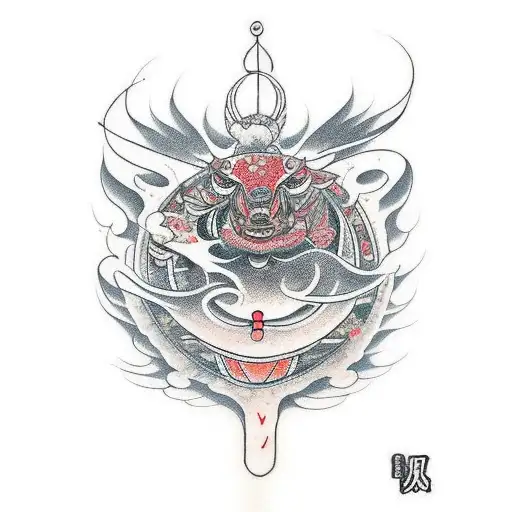 god like creature takes control over earth tattoo design idea