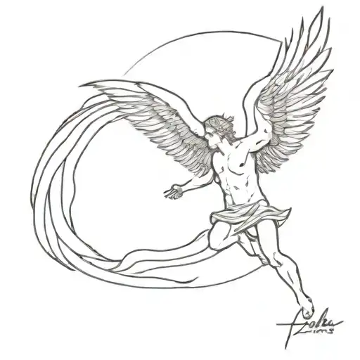 icarus falling from sky tattoo design idea