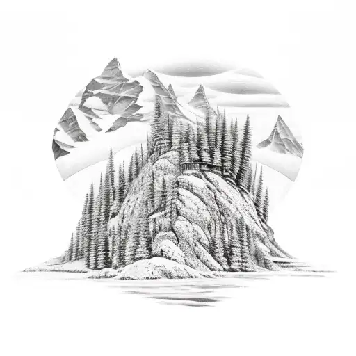 Mountain Scene changing seasons tattoo design idea