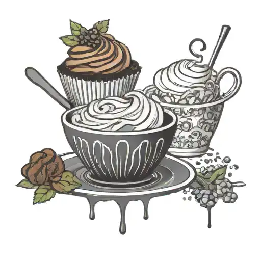 batidor manual bowls cupcake, espresso ,barismo, arte latte fusion cute tattoo design idea