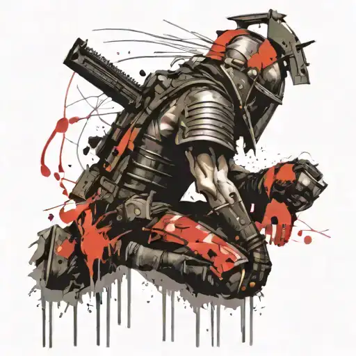 Warriors Kneel after war helmet tattoo design idea