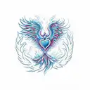 A phoenix rising from a heart-shaped flame tattoo design idea