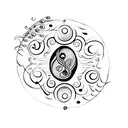 A minimalist tattoo of a seashell with musical notes spiraling out of it tattoo design idea