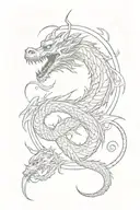 Vertical flying dragon coiled tattoo design idea