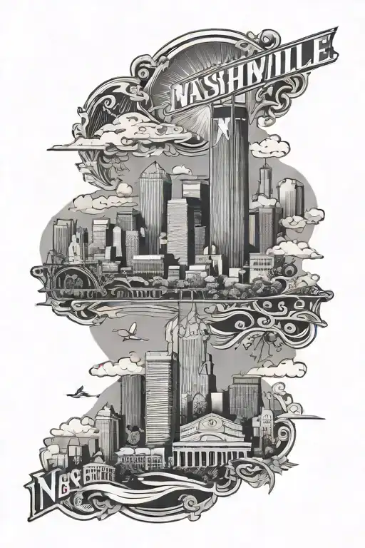 Nashville skyline tattoo design idea