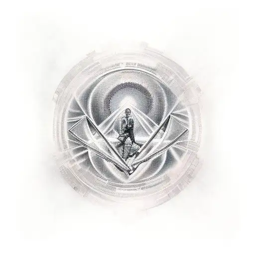 The word MUSE where each letter is filled in the style of the album covers of the band muse tattoo design idea