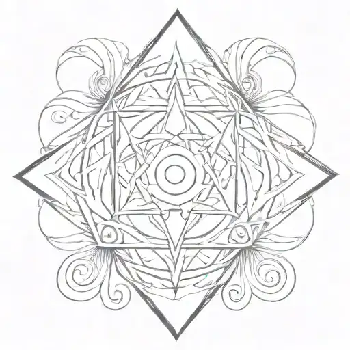 An abstract interpretation of the Holy Trinity symbolized by three intertwined eyes, representing the Father, Son, and Holy Spirit tattoo design idea