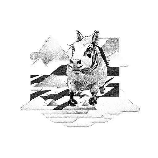 a barcode with farm animals running free from it tattoo design idea