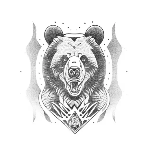 bear paw with bear head  tattoo design idea
