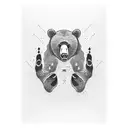 bear paw with bear head  tattoo design idea