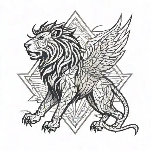 phoenix lion and bull rising from flames   tattoo design idea