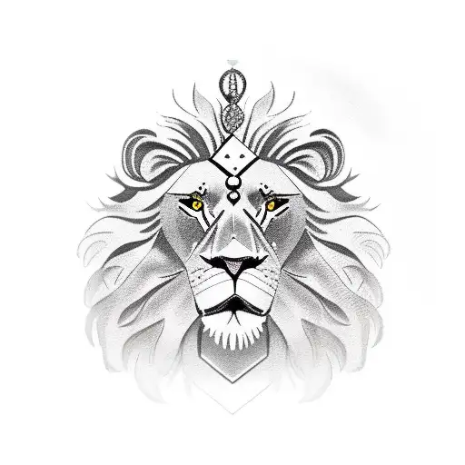 A majestic lion wearing a Jewish kippah and standing in front of the Western Wall in Israel tattoo design idea