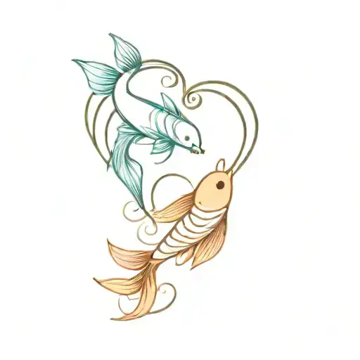 2 koi fish rainbow pride heart tattoo design idea