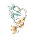 2 koi fish rainbow pride heart tattoo design idea