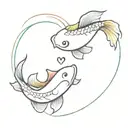 2 koi fish rainbow pride heart tattoo design idea