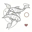 2 koi fish rainbow pride heart tattoo design idea